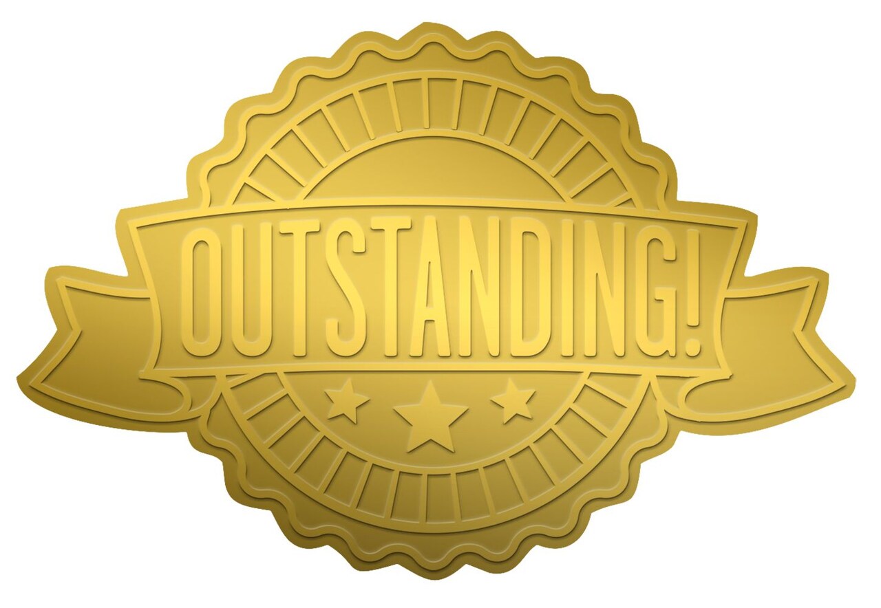 Great Papers! Foil Certificate Seals, Gold Foil and Embossed OUTSTANDING Ribbon, Self-Adhesive, 1.75" inches